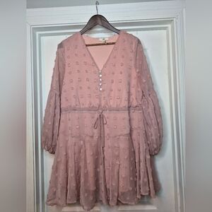 entro Dusty Rose Long Sleeve Dress Size Medium